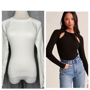 Abercrombie collarbone cutout ribbed pullover sweater